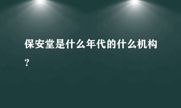 保安堂是什么年代的什么机构？