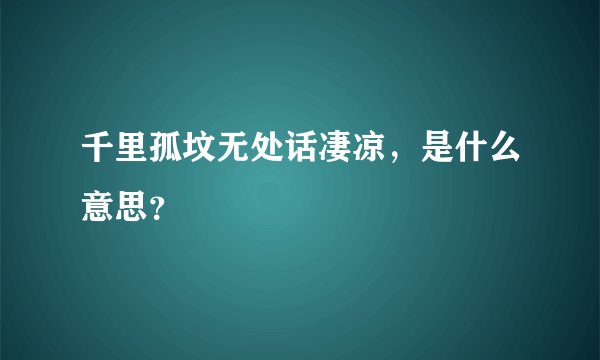 千里孤坟无处话凄凉，是什么意思？