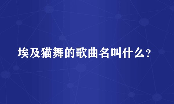 埃及猫舞的歌曲名叫什么？
