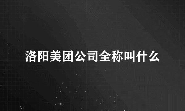 洛阳美团公司全称叫什么