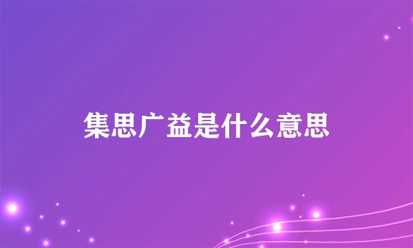 集思广益是什么意思