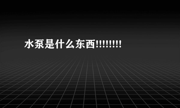水泵是什么东西!!!!!!!!