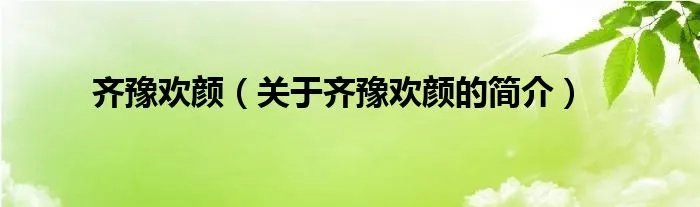 齐豫欢颜（关于齐豫欢颜的简介）