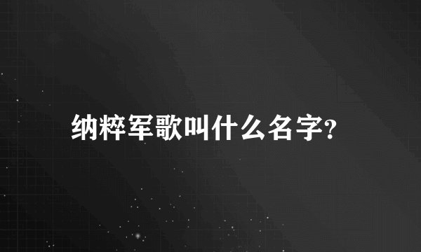 纳粹军歌叫什么名字?