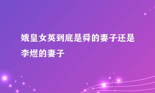 娥皇女英到底是舜的妻子还是李煜的妻子