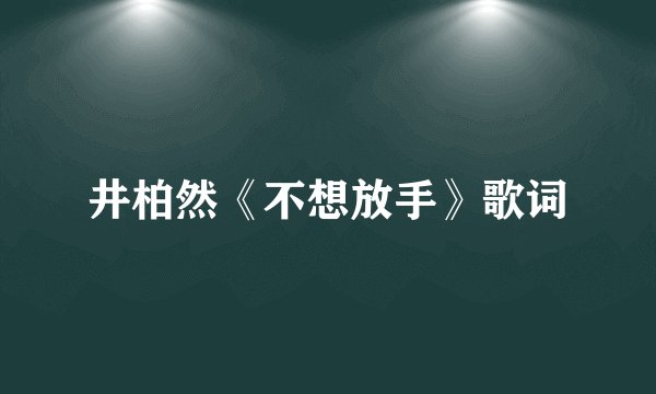 井柏然《不想放手》歌词