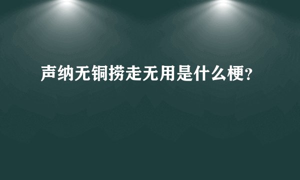 声纳无铜捞走无用是什么梗？