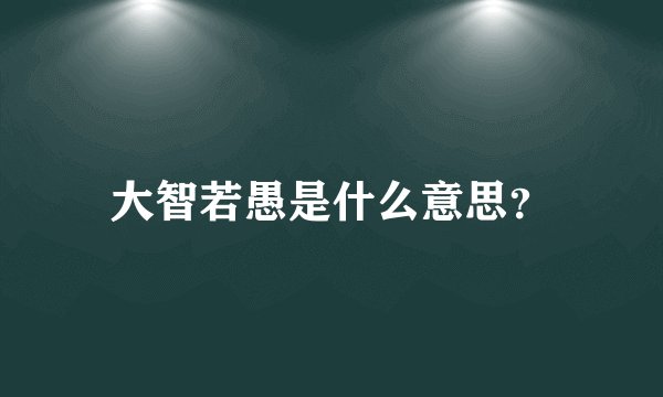 大智若愚是什么意思？