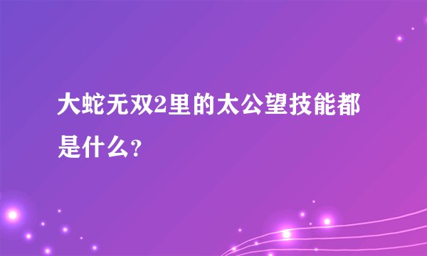 大蛇无双2里的太公望技能都是什么？