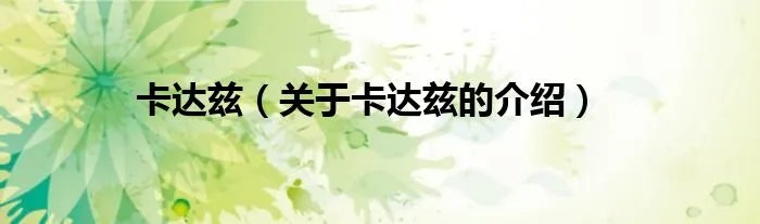 卡达兹(关于卡达兹的介绍)