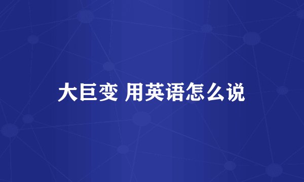 大巨变 用英语怎么说