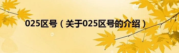 025区号（关于025区号的介绍）
