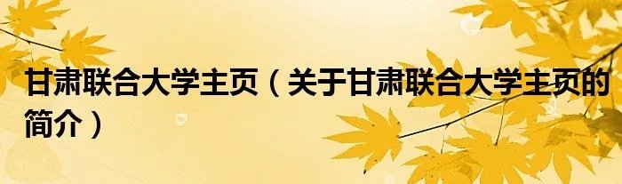 甘肃联合大学主页（关于甘肃联合大学主页的简介）