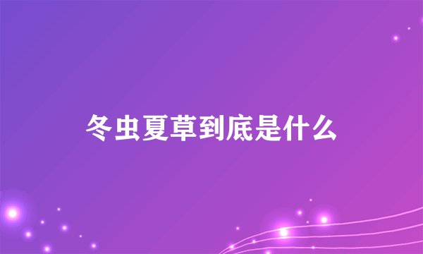 冬虫夏草到底是什么