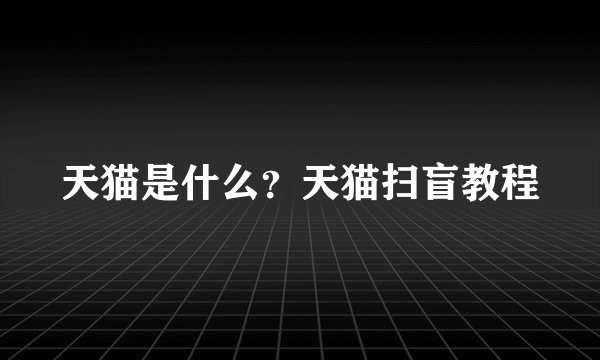 天猫是什么？天猫扫盲教程