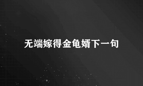 无端嫁得金龟婿下一句