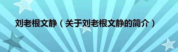 刘老根文静（关于刘老根文静的简介）