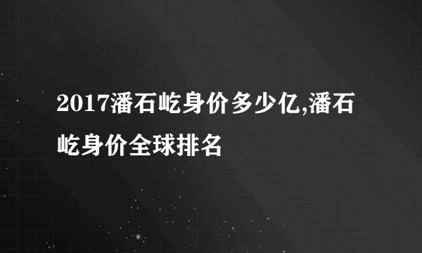 2017潘石屹身价多少亿,潘石屹身价全球排名