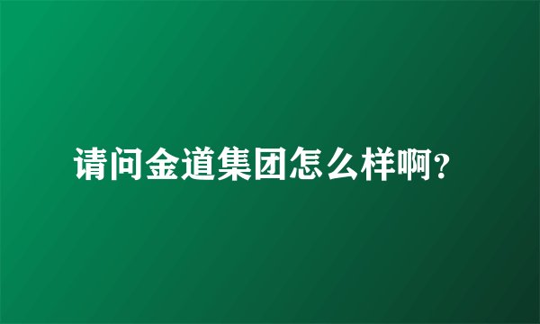 请问金道集团怎么样啊？