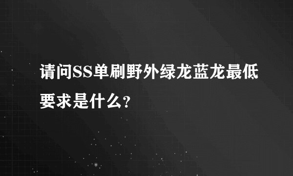 请问SS单刷野外绿龙蓝龙最低要求是什么?
