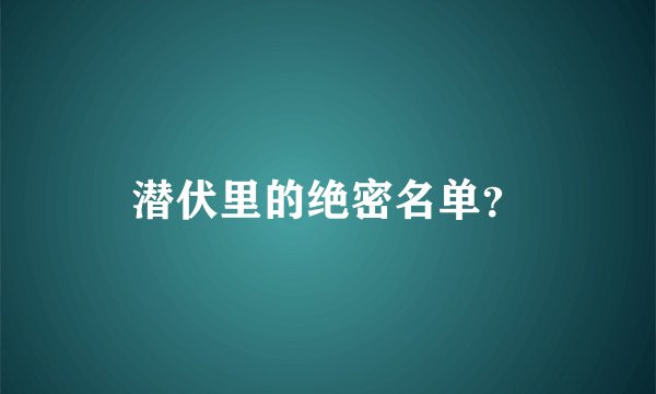 潜伏里的绝密名单？
