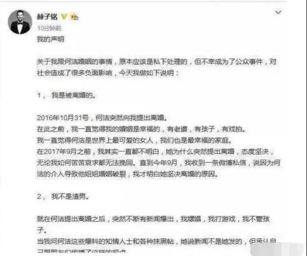 何洁赫子铭为什么离的婚 赫子铭那个太大怎么回事