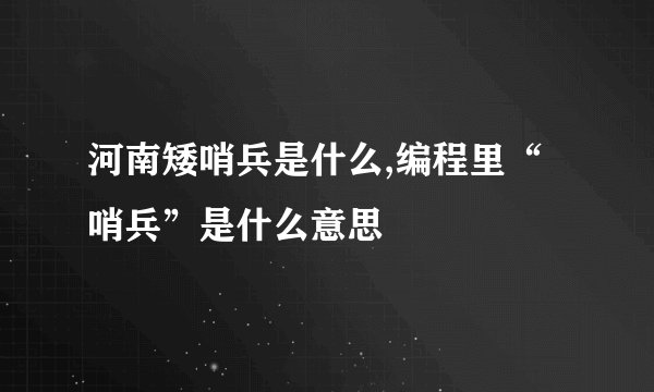河南矮哨兵是什么,编程里“哨兵”是什么意思