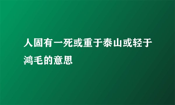 人固有一死或重于泰山或轻于鸿毛的意思