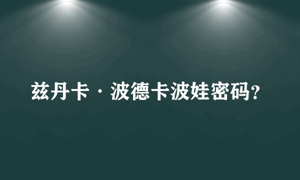 兹丹卡·波德卡波娃密码？