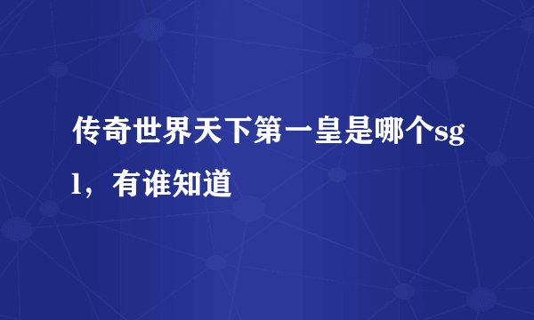 传奇世界天下第一皇是哪个sgl，有谁知道