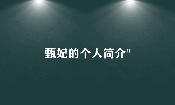 甄妃的个人简介