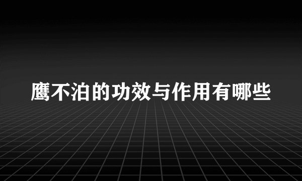 鹰不泊的功效与作用有哪些