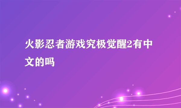 火影忍者游戏究极觉醒2有中文的吗