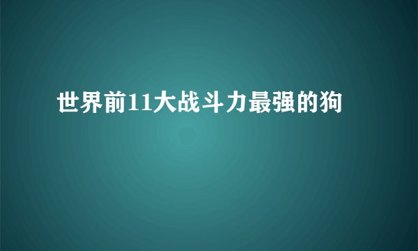 世界前11大战斗力最强的狗
