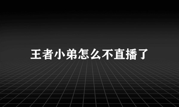 王者小弟怎么不直播了