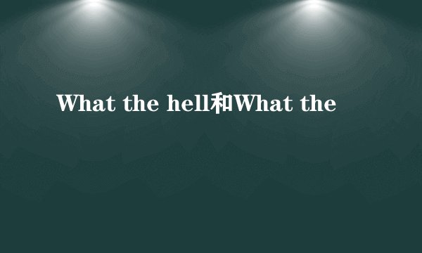 What the hell和What the