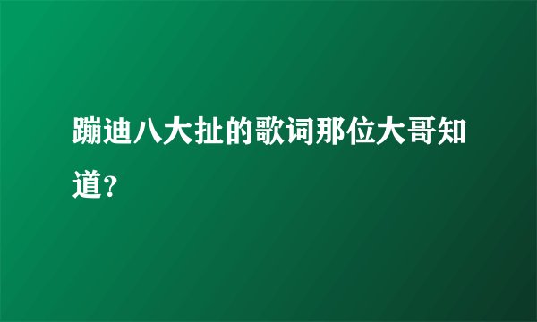 蹦迪八大扯的歌词那位大哥知道？