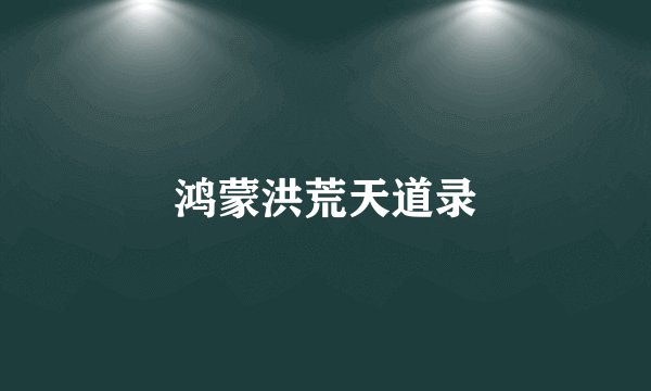 鸿蒙洪荒天道录