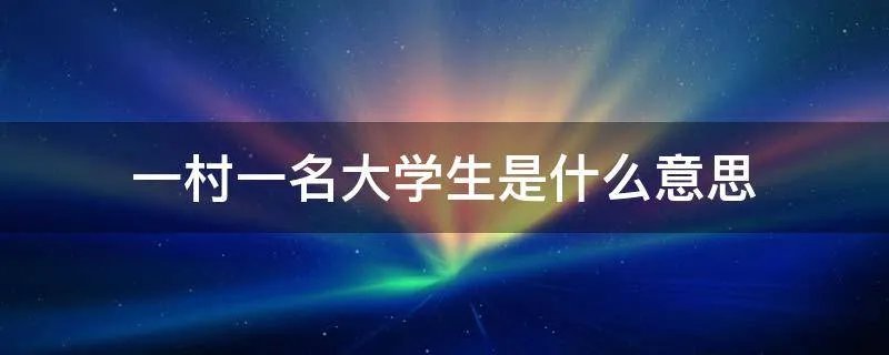 一村一名大学生是什么意思