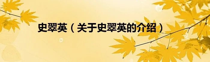 史翠英（关于史翠英的介绍）