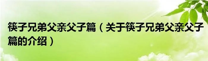 筷子兄弟父亲父子篇（关于筷子兄弟父亲父子篇的介绍）