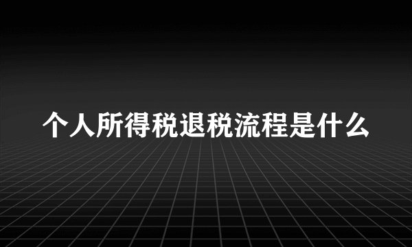 个人所得税退税流程是什么