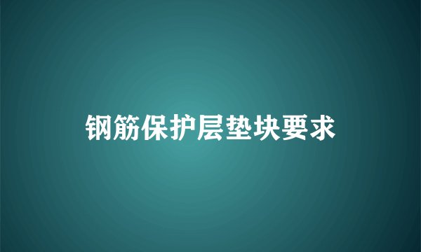 钢筋保护层垫块要求
