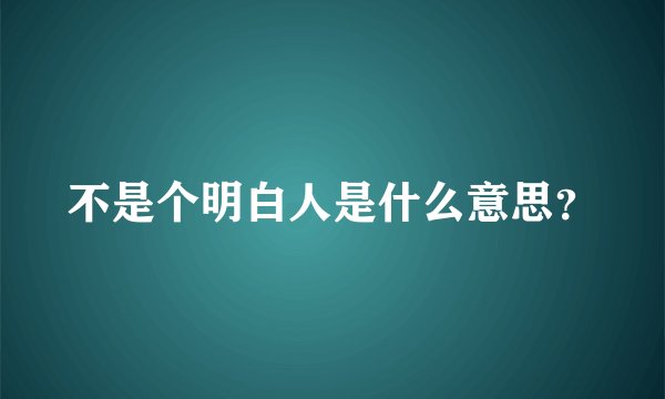 不是个明白人是什么意思？