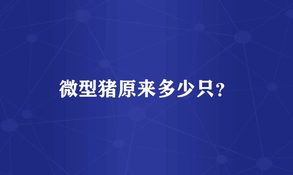 微型猪原来多少只?