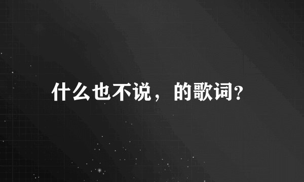 什么也不说，的歌词？