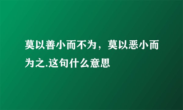 莫以善小而不为，莫以恶小而为之.这句什么意思