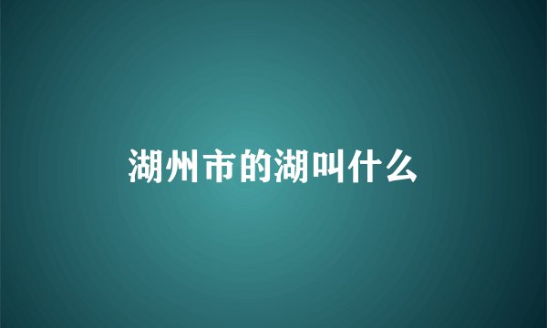 湖州市的湖叫什么