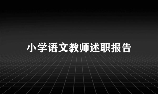 小学语文教师述职报告