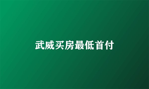 武威买房最低首付